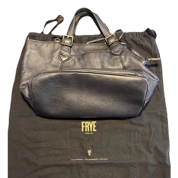 Frye Caelan Leather Crossbody Handbag Medium Size Smokey Gray Satchel - Picture 1 of 16